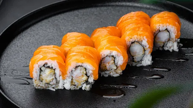 Salmon Roll With Tempura Shrimp