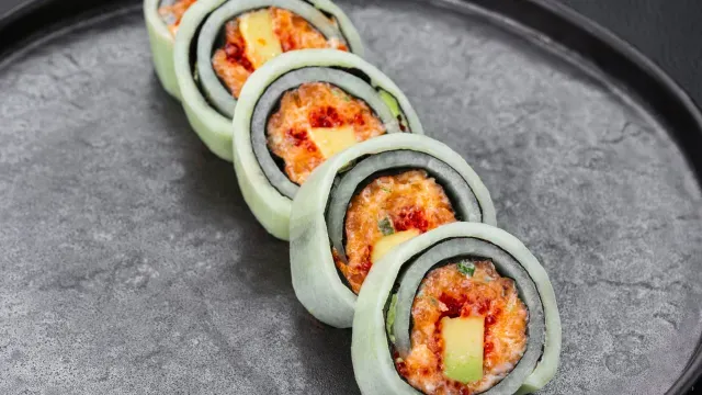 Spicy Salmon Fresh Roll With Nikkei Sauce